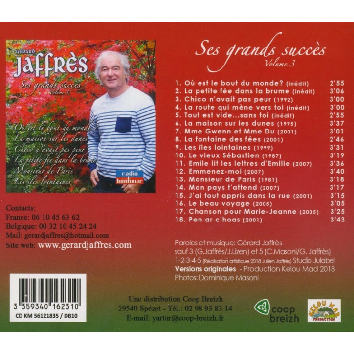 CD GÉRARD JAFFRÈS - SES GRANDS SUCCÈS VOLUME 3