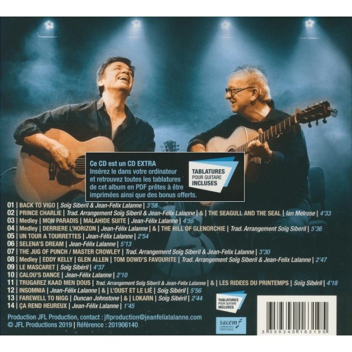 CD JEAN FELIX LALANNE ET SOÏG SIBÉRIL - Back to Celtic Guitar (+ tablatures)