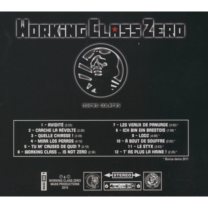 CD WORKING CLASS ZERO - Noires colères