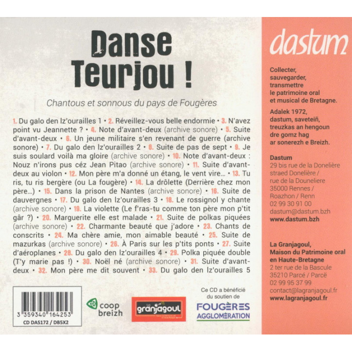 CD DANSE TEURJOU ! - Chantous et sonnous du pays de Fougères