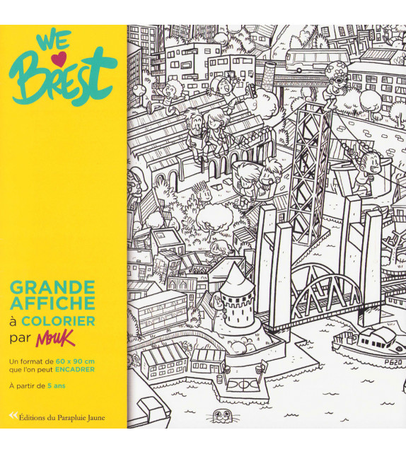We love Brest - Grande affiche à colorier 60 x 90 cm, Editions du Parapluie  Jaune