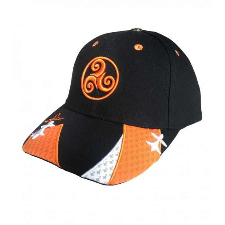 CASQUETTE NOIRE ET ORANGE - Triskel et hermines