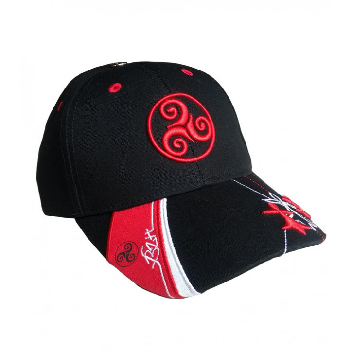 CASQUETTE NOIRE ET ROUGE - Triskel et hermines