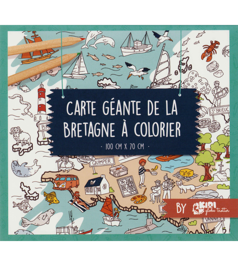 Carte géante de la Bretagne à colorier - 100 x 70 cm - Coloriage / affiche