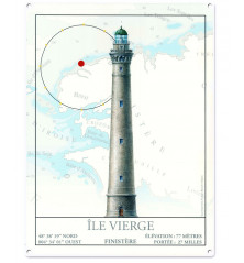 PLAQUE DÉCORATIVE EN MÉTAL (30x40cm), Phare de l'île Vierge