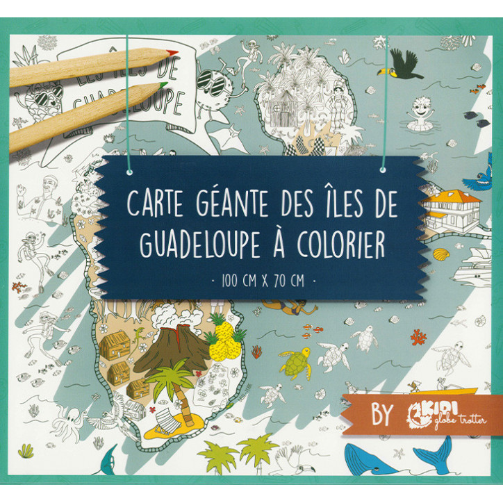 CARTE GÉANTE À COLORIER - Les îles de Guadeloupe