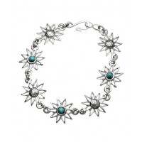 BRACELET, Fleurs de tournesol avec pierres turquoises