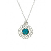 PENDENTIF en argent, Entrelacs et pierre turquoise