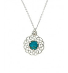 PENDENTIF en argent, Entrelacs et pierre turquoise