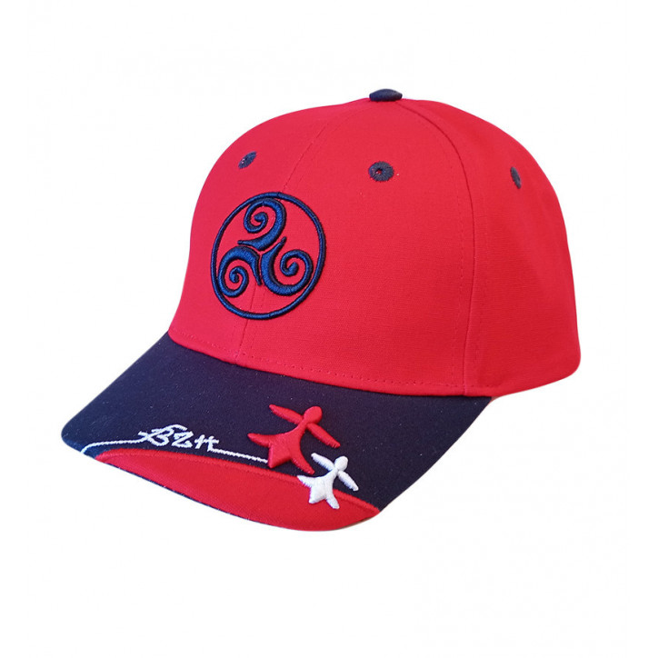 CASQUETTE ENFANT - Rouge et bleue - Triskel / Hermines / BZH