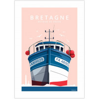 AFFICHE, Bretagne - Retour de pêche (30 x 40 cm)