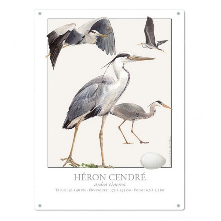 PLAQUE HERON CENDRE