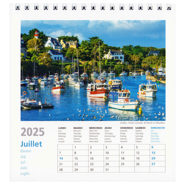 CALENDRIER 2025 - Bretagne (format chevalet de bureau, 15 x 16 cm)