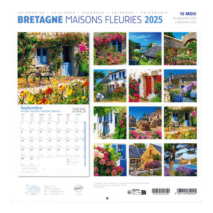 CALENDRIER 2025 - Maisons fleuries, Bretagne