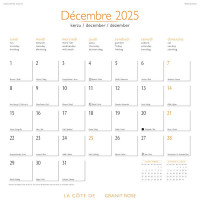 CALENDRIER 2025 CÔTE DE GRANIT ROSE