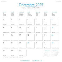 CALENDRIER 2025 GOLFE DU MORBIHAN