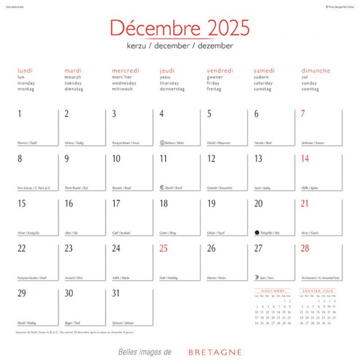 CALENDRIER 2024 BRETAGNE PHOTOS DU LITTORAL